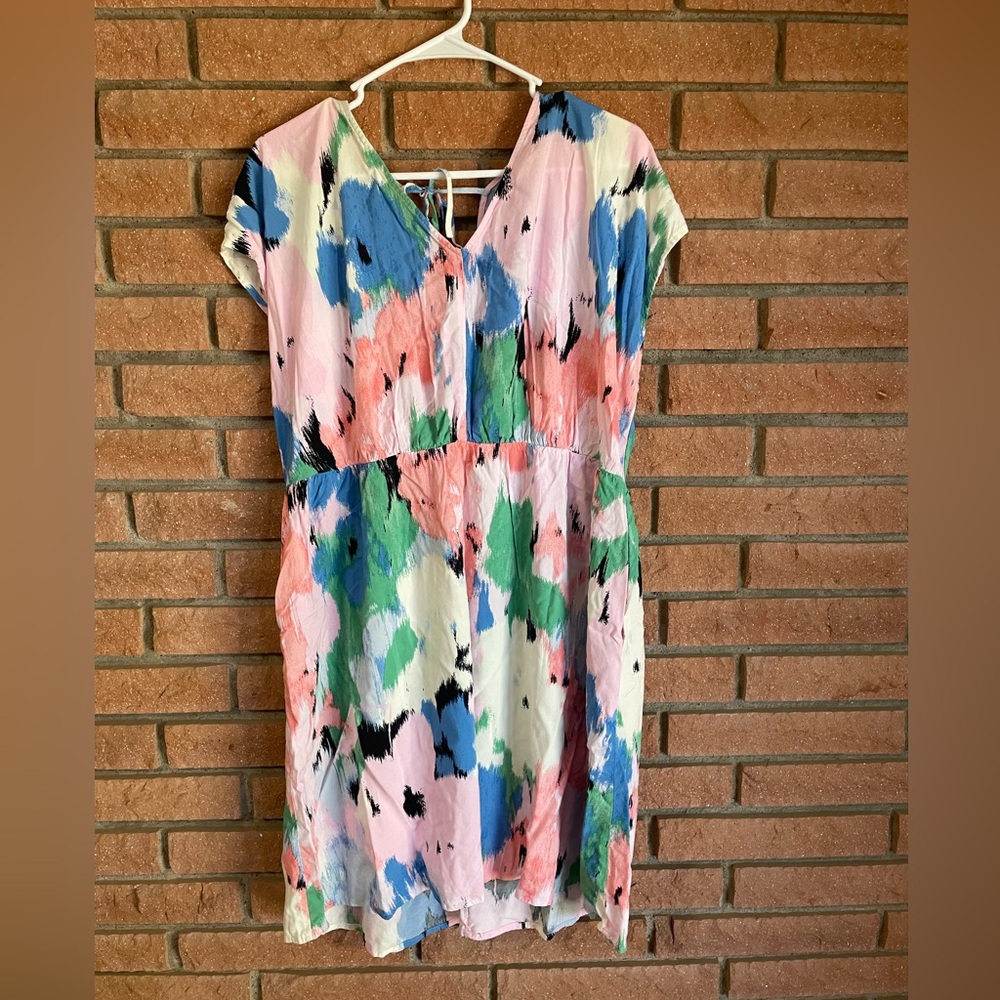 Ava & Viv Pink and Blue Artistic Dress